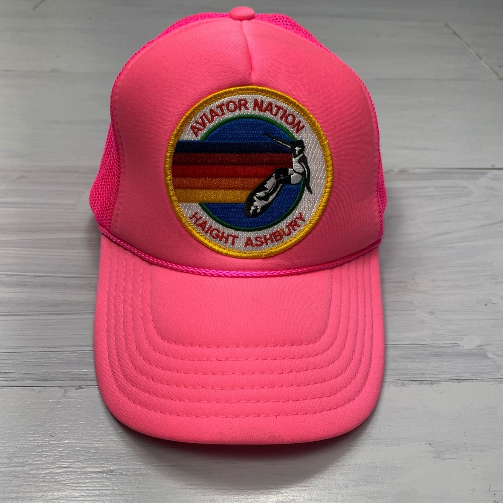 Aviator Nation Trucker Hat Unisex OS Pink Haight Ashbury Mesh Snapback Cap